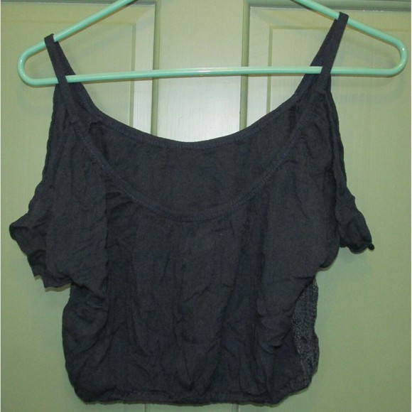 Hollister Women's Blue Lace Overlay Strappy Cold Shoulder Crop Top Size S - Picture 6 of 7